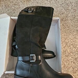 Black Leather Combat Boots